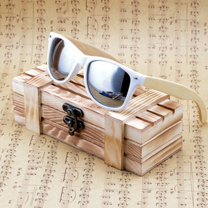BOBO BIRD Womens Wooden Sunglasses White Frame