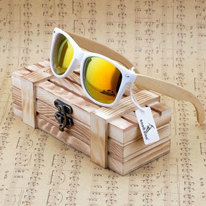 BOBO BIRD Womens Wooden Sunglasses White Frame