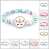 Unicorn Beads Bracelets 18mm Snap Holder Buttons Dome Cabochon Flamingos Charms Trendy Bracelets Girls Women Boy Jewelry Gift
