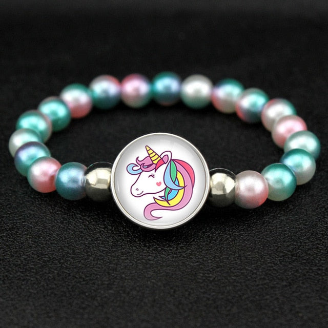 Unicorn Beads Bracelets 18mm Snap Holder Buttons Dome Cabochon Flamingos Charms Trendy Bracelets Girls Women Boy Jewelry Gift