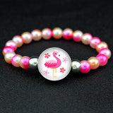Unicorn Beads Bracelets 18mm Snap Holder Buttons Dome Cabochon Flamingos Charms Trendy Bracelets Girls Women Boy Jewelry Gift