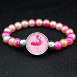 Unicorn Beads Bracelets 18mm Snap Holder Buttons Dome Cabochon Flamingos Charms Trendy Bracelets Girls Women Boy Jewelry Gift