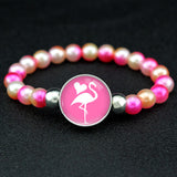 Unicorn Beads Bracelets 18mm Snap Holder Buttons Dome Cabochon Flamingos Charms Trendy Bracelets Girls Women Boy Jewelry Gift